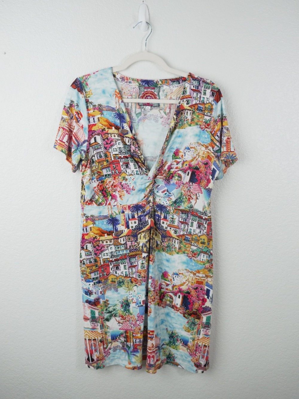 Johnny Was Dress Women Size M Mediterranean Coastal Scenic Boho